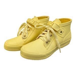 London Fog Piccadilly Women's 6 Yellow Rain Boots Waterproof Ankle High Lace Up